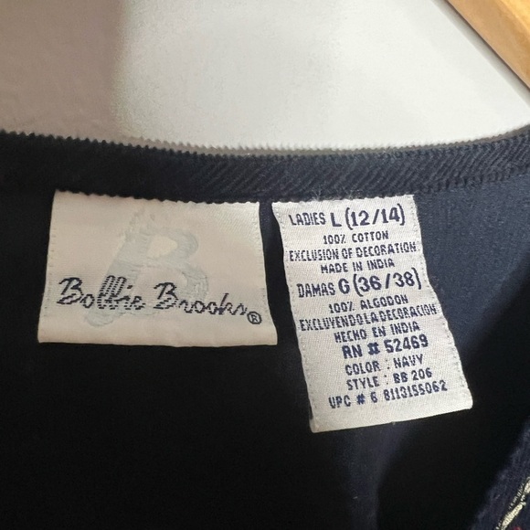 Vintage Bobbie Brooks Corduroy Paisley flower checkered navy vest Large - Picture 4 of 5